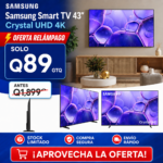Samsung Smart TV de 43" Pulgadas Clase Crystal U8000F Ultra HD 4K Tizen, Diseño MetalStream, HDR, PurColor, One UI Tizen (2025) - UN43U8000FBXZA