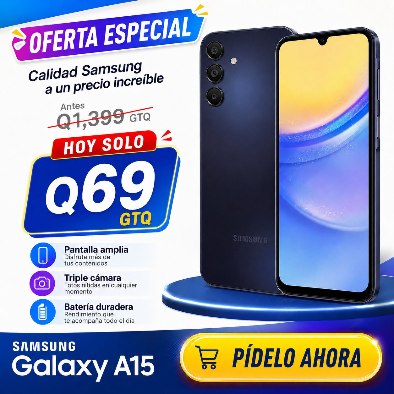ChatGPT Image 18 Ιουν 2026, 02_28_09 μ.μ. (4) Samsung Galaxy A15 A155M 128GB Dual-SIM GSM Desbloqueado Smartphone Android (Versión Latinoamérica) - Azul Negro - Image 1