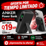 Anker MagGo Power Bank de 10,000 mAh con Pantalla Inteligente y Soporte Plegable, Carga Rápida de 15W Qi2 con MagSafe y con cable 27W